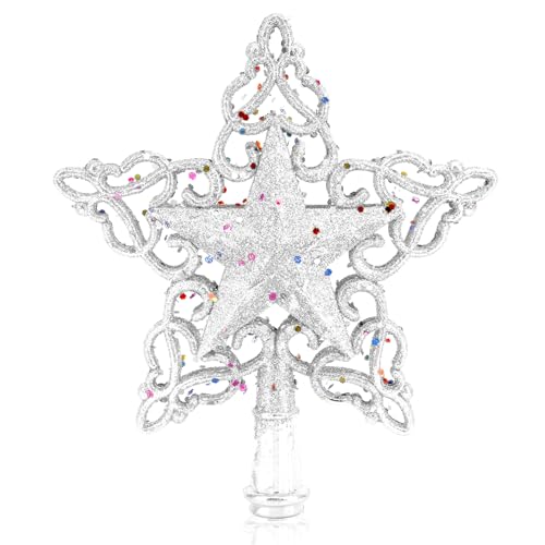 Estrela para árvore de Natal, estrela árvore natal - vintage, leve, clássica, oco, decoração de festa em casa, oco pontas estrelas natalícias, fácil montagem