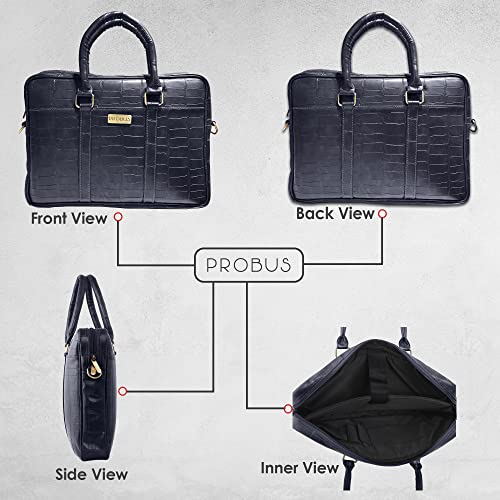 Image of Probus 13-Inch / 14 Inch / 15.6 Inch Vegan Leather Laptop Messenger Bag Sleeve Case Cover for MacBook Office Executive