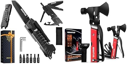 Kit Supervivencia Multiusos para Hombre, Herramientas Camping 18 en 1 + Multiherramienta 17 en 1, Regalo Original para Padre y Hombr