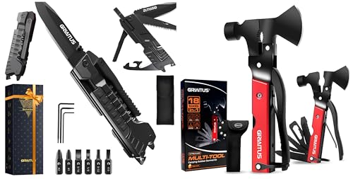Kit Supervivencia Multiusos para Hombre, Herramientas Camping 18 en 1 + Multiherramienta 17 en 1, Regalo Original para Padre y Hombr