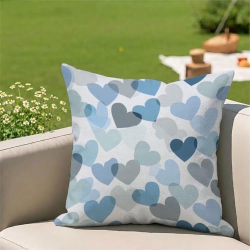 Housses coussin extérieur imperméables de qualité supérieure bleu amour 50x50 - 3