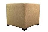 MJL Furniture Designs Merton Collection, Fabric Upholstered Modern Cube Foot Rest Ottoman with 4 Button Tufting, Allure Series, Pebble