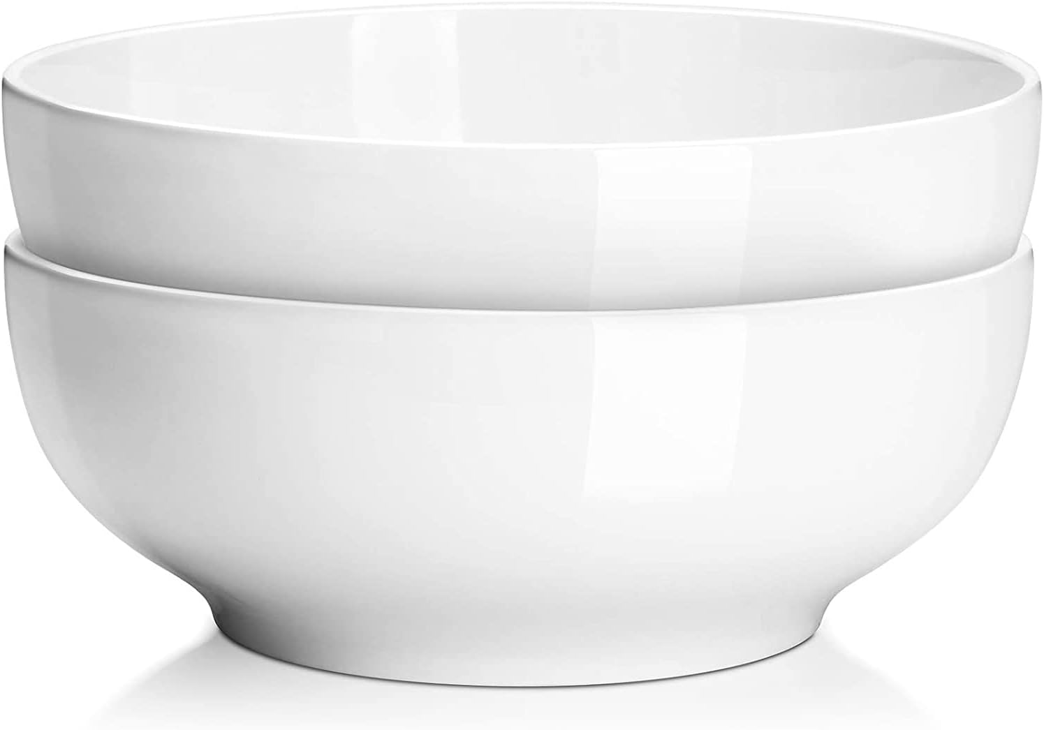 Large Serving Bowls,2.5L Big Salad Bowls, Porcelain Pasta Bowl Set, Sturdy Mixing Bowls, Microwave & Dishwasher Safe, Deep Soup Bowl for Family Kitchen, White Bowls, Set of 2