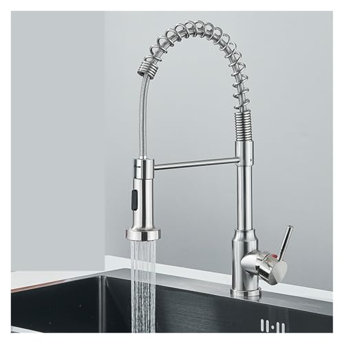Robinet de cuisine noir chrome avec douchette extractible pivotante en acier