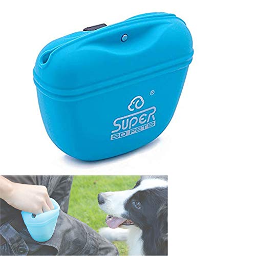 ppactvo Borsa Addestramento Cane Tartufo Addestramento Forniture per Animali Domestici in Silicone con Borsa da Addestramento per Cani da Esterno con Chiusura Magnetica E Clip in Vita per Cani Blue