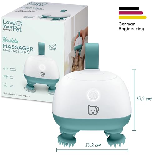 Love Your Pet by beurer Massagegerät Buddy für Hunde und Katzen, entspannende Kopfmassage und Körpermassage für Haustiere, Anti-Stress-Massage, besonders leise, Silikon-Massageaufsätze, mit Akku