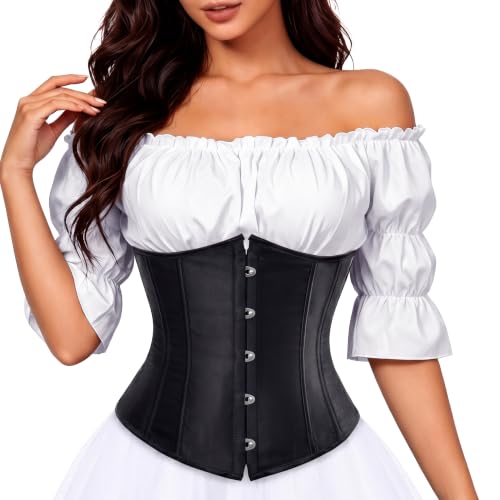 Zhitunemi Black Underbust Corset Top for Women,Pirate Costume Bodice S - image 1