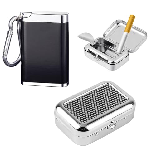 Cenicero de Bolsillo, 2Pcs Cenicero Portatil, Mini Cenicero de Bolsillo con Tapa para Viajes Al Aire Libre Camping Jardín Coche Bar