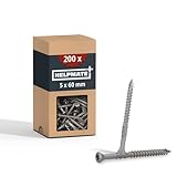 HELPMATE - Vis pour terrasse 5x60 acier inoxydable A2-200 vis pour planches + 2 embouts T25 - Vis pour l'extérieur (construction de terrasses & en bois de construction, abris de jardin etc.)