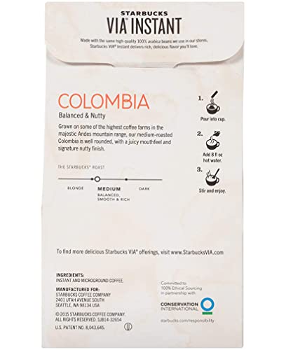 Image of Starbucks Coffee Company Starbucks VIA Instant Coffee, Colombia, 8 ct (pack of 4)