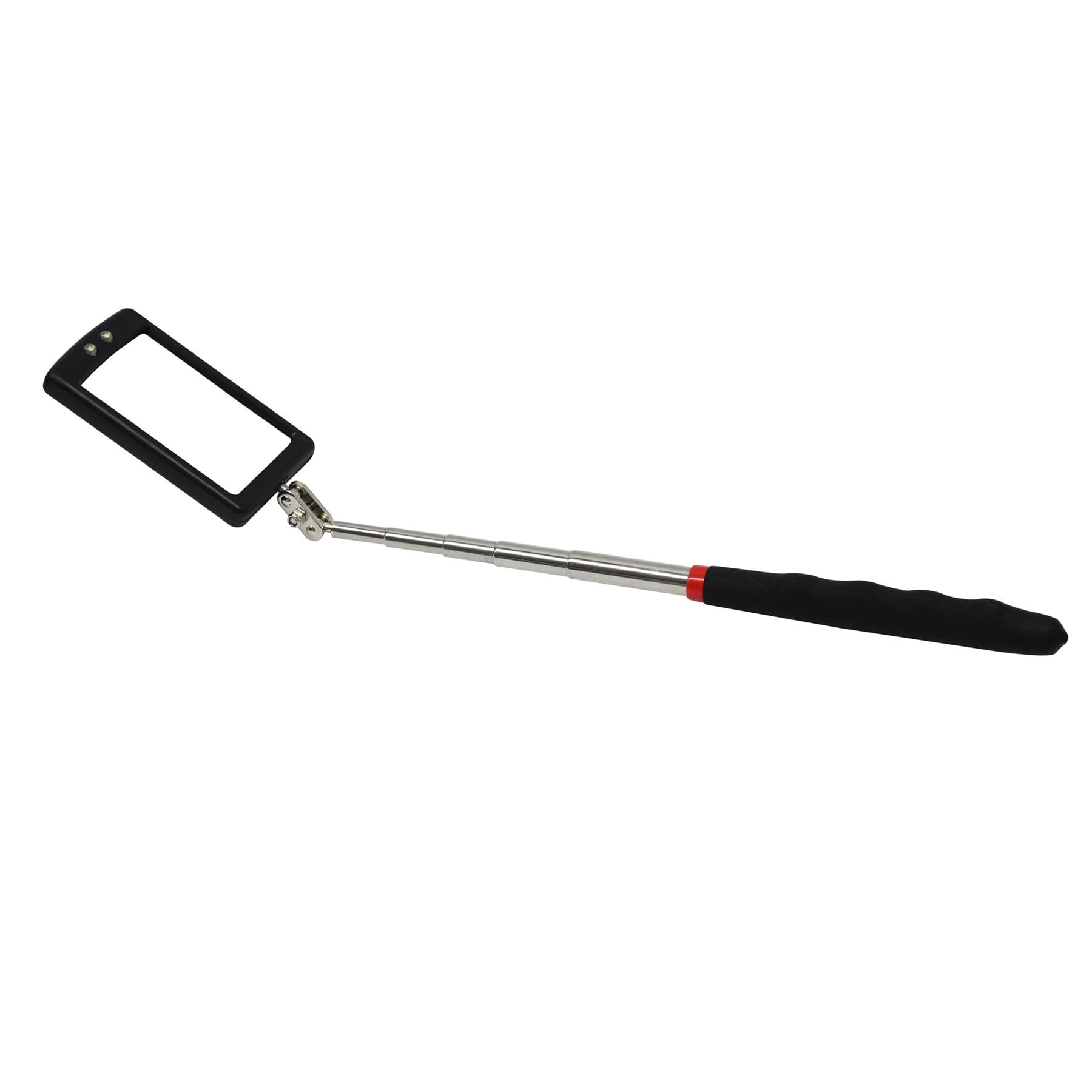 Dapetz Light ® 2 Led Extending Telescopic Inspection Work Mirror With Chrome Grip Handle And Shatter-Resistant Glass Mirror Sits On A 360° Swivel, Extendable From 29Cm To 87Cm