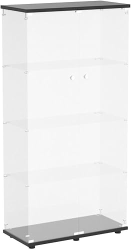 Miniatura 5 de LFT HUIMEI2Y Vitrina de cristal con 4 estantes con puerta doble, gabinetes Curio de instalación rápida en 30 minutos, estantería de pie de vidrio