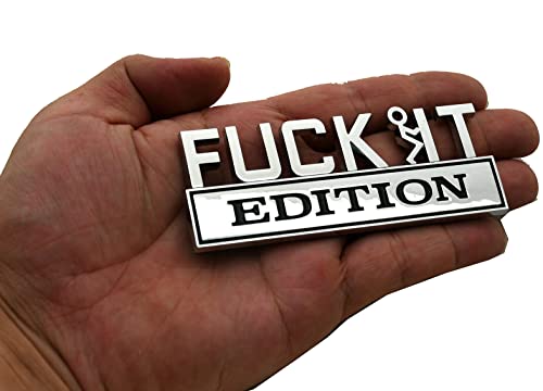 Image of 1x Fuck-IT Edition Emblem Decal Badge w F-it Guy 3D Letter Sticker 3D Fender Badge Decal Car Truck Replacement, Fit for All Cars (Chrome)