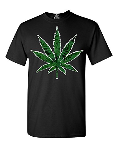 shop4ever Marijuana Leaf T-Shirt Weed Smokers Shirts Large Black