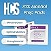 HCS Large Alcohol Prep Pads - 70% Isopropyl Alcohol Wipes, Individually Wrapped - 2 ply, Textured, Sterile Skin Prep Swabs (400/Box)
