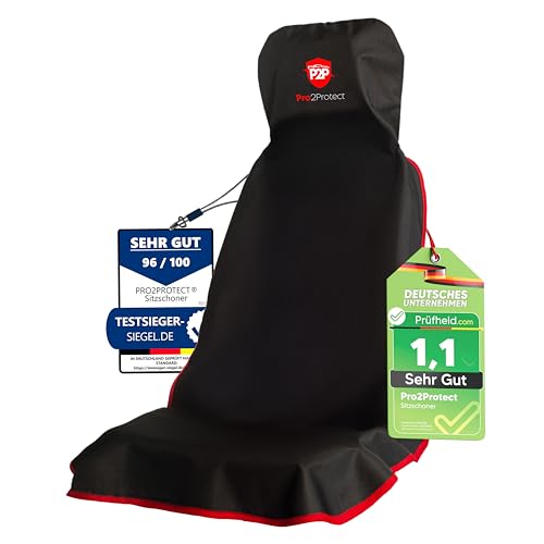 Pro2Protect [ 2X Test SEHR GUT Autositzschoner Vordersitze | WASSERDICHT | 1er Set | Autositzbezüge Sitzauflage Sitzbezüge Auto | Schonbezug vorne, Autositzauflage Sitzschoner Auto Zubehör Innenraum