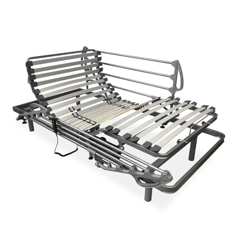 amuéblate online - Cama Articulada Eléctrica Ergotop con 5 Planos y Estructura Reforzada + Juego de Barandillas Abatibles - Ergonómica, Fiable y Silenciosa, Motor Alemán, 90 x 190