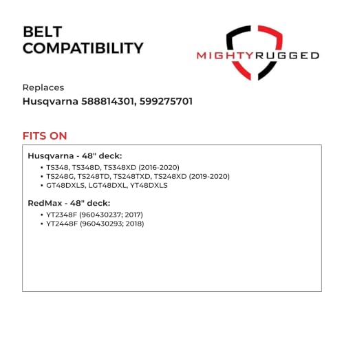 Image of MightyRugged 588814301, 599275701 Deck Belt for Husqvarna TS348XD YT48DXLS