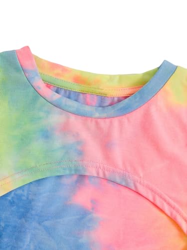 Image of SOLY HUX Girl's 2 Piece Outfits Short Sleeve Crop Top and Cartoon Print Cami Dress Set