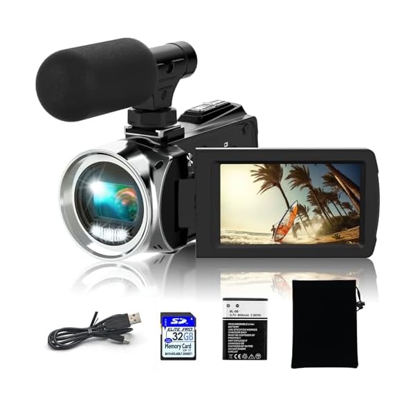 Video Camera Camcorder HD 4K 48MP Video Recorder Camera Vlogging Camera for YouTube Camcorders Video Camera for Kids with 3.0″ LCD Screen,18X Digital Zoom and 32G SD Card