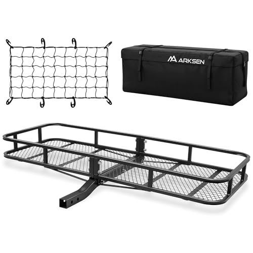 ARKSEN 60 x 23 x 5.5 Inch Hitch Cargo Carrier with Waterproof Cargo Bag&Nylon Net, 500 Lbs Capacity 2'' Receiver Tow Hitch Luggage Storage Basket for