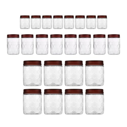 Image of MILTON Hexa Airtight Containers for Kitchen Storage Food Grade Plastic, Stackable & Transparent Organizer Jars, Set of 24(8 x 270ml,665ml,1.24L each) Tea,Coffee,Sugar,Dry Fruits, Grains, Pulses, Brown