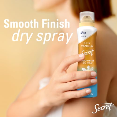 Secret Dry Spray Antiperspirant Deodorant for Women, 48hr Weightless Sweat & Odor Protection, Gentle on Skin, Cozy Vanilla Scent, 4.1 oz (Pack of 3) - image 6