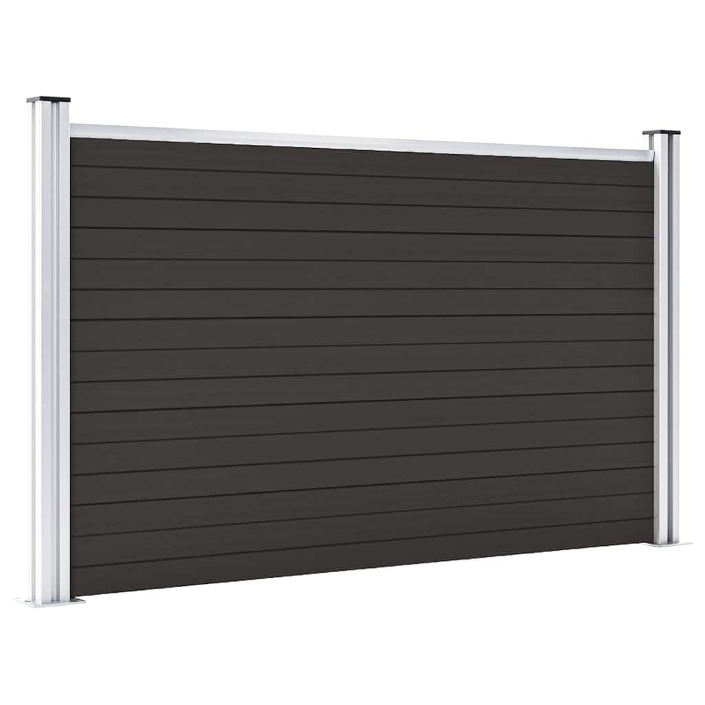 WPC Zaunelement 180x105 cm Schwarz, Sichtschutzzaun mit Holzoptik, langlebiger WPC Zaun für Gartenabgrenzung, modulares System mit Aluminium-Oberprofil