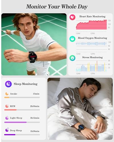 Image of Smart Watch for Women, Ladies & Men, 1.27'' Fitness Watch [41mm case] with Call Receive /Dial, Heart Rate /Stress /Sleep Monitor, AI Voice, IP68 Waterproof Smartwatch with Calculator, Calendar, Games