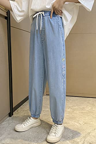 Big Kids Girls Spring Autumn Summer Elastic Waist Baggy Pants Jean Denim Pants Casual Cool Sport Street Denim Pants4