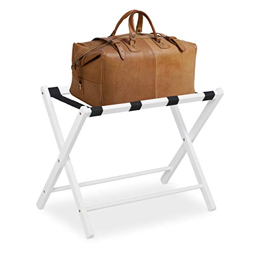 Relaxdays Kofferständer klappbar Holz Gepäckablage HBT: 54 5 x 66 x 44 cm Kofferhocker für Hotel & Zuhause weiß 10029974_49