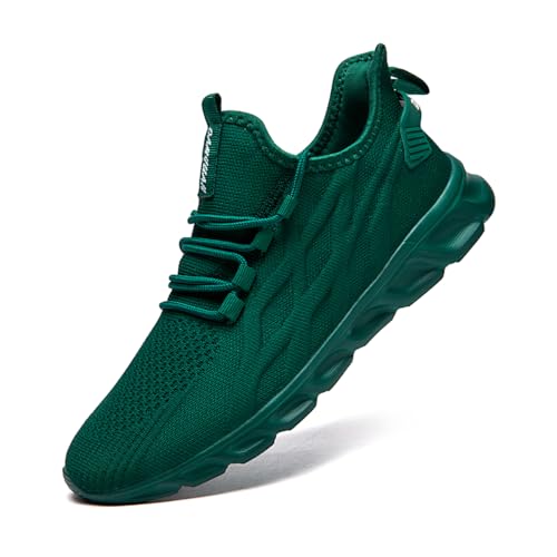 XKOWUO Women Running Shoes Walking Tennis Sport Shoes Women's Gym Sneakers Lightweight Breathable Non Slip Fashion Workout Shoe for Casual Jogging Mesh Sneaker Dark Green Size US 8.5