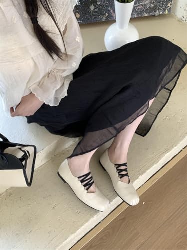 Square Toe Mary Jane Ballet Flats for Women Vintage Strappy Crisscross Ankle Strap Comfortable Walking Shoes Office Work Casual Weekend Wear2