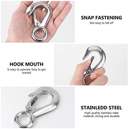 UKCOCO 0. Gancho de Carga de AÃ§o InoxidÃ¡vel 2T Gancho de Levantamento Forjado de Olhal Redondo Gan