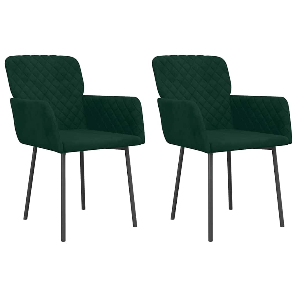 Generico Sedie da Pranzo 2 pz Verde Scuro in Velluto,Mobili,Sedie,Sedie per Cucina e Sala da Pranzo,Verde,11.6 kg,344781