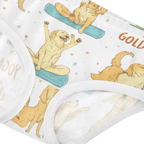 Wusikd Golden Retrievers Girls' Underwear Cotton Doing Yoga Girls Briefs Soft Toddler Underwear 2T4