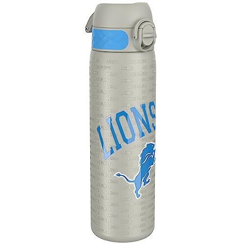 NFL Detroit Lions Lightweight Steel Water Bottle, 600 ml/20 oz, Non-Insulated, Leak Proof, Easy to Open, Secure Lock