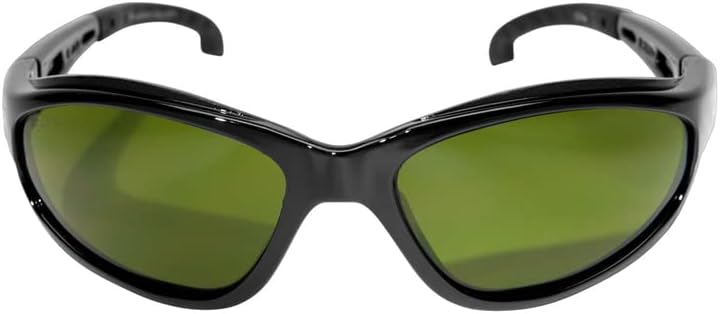 Edge SW11-IR3 Dakura Wrap-Around Safety Glasses, Anti-Scratch, Non-Slip, UV 400, Military Grade, ANSI/ISEA & MCEPS Compliant, 5.04" Wide, Black Frame / IR3 Light Welding Lens