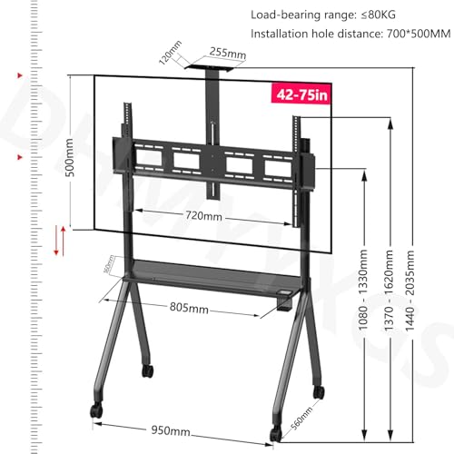 Soporte móvil ajustable para TV y pizarras 42-75 pulgadas miniatura 2