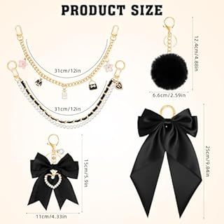 Zkptops 5PCS Tote Bag Decoration Kit Pearl Purse Chain Cute Bow Bag Charms Strap Extender Chain Gold Keychain Charm Accessories for Women Girls Compatible with YETI Camino Bogg Beach Handbag Wallet