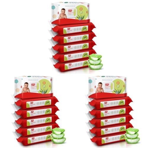 Image of LuvLap Moisturising Wet Wipes with Lid For Baby Skin, Enriched with Aloe Vera, Vitamin E &Chamomile Extract, pH Balanced, Dermatologically Safe, Paraben & Sulphate Free, 72 Wipes, pack of6 (Pack of 3)