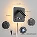CNMYKYDS LED Wall Lamp Dimming Wall Mounted Reading Lights, Adjustable Headboard Plug in Wall Sconce with USB+USB C Ports, Headboard Bedside Lamp with 6W+3W Night Light 3000K (Black)