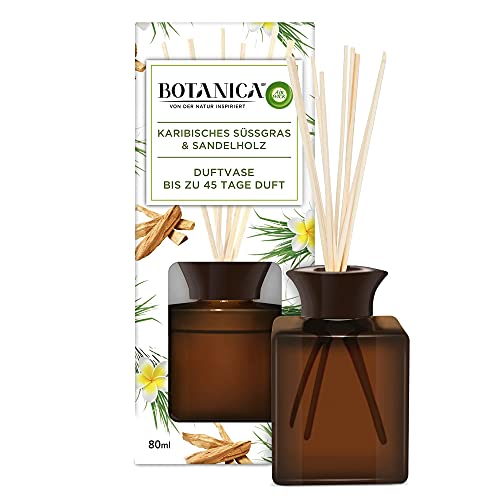 Botanica by Air Wick Duftvase - Duft: Karibisches Süßgras & Sandelholz - Nachhaltig hergestellt mit natürlichen Inhaltsstoffen - 1 x Raumduft mit Stäbchen Cover
