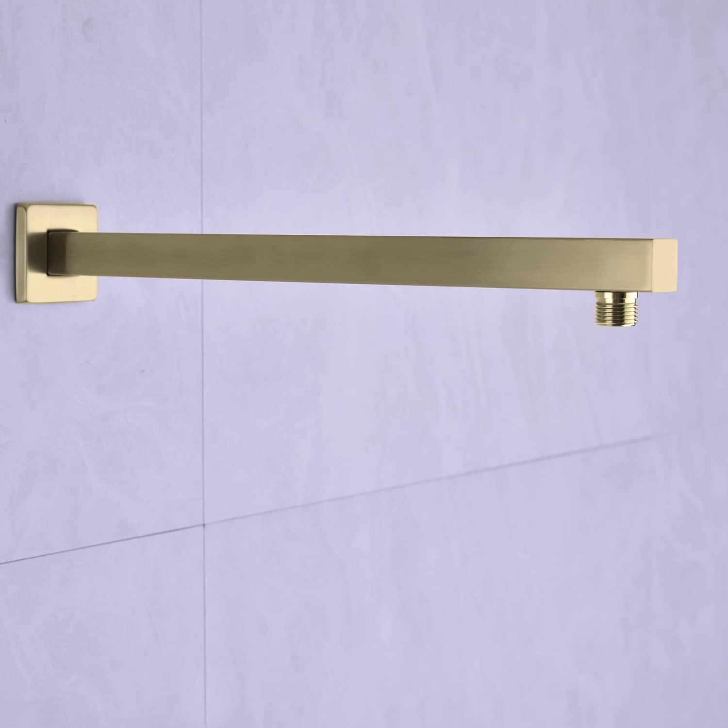 Braccio doccia da 40,6 cm, estensore per soffione doccia a pioggia con flangia e nastro in teflon, in acciaio inossidabile spesso, per soffione doccia a pioggia (oro spazzolato)
