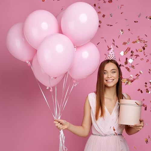 Image of Jobkoo Pastel Pink Balloons - 30 Pcs, 12 Inch, Light Pink, Helium, Baby Shower, Princess Birthday Party Decorations