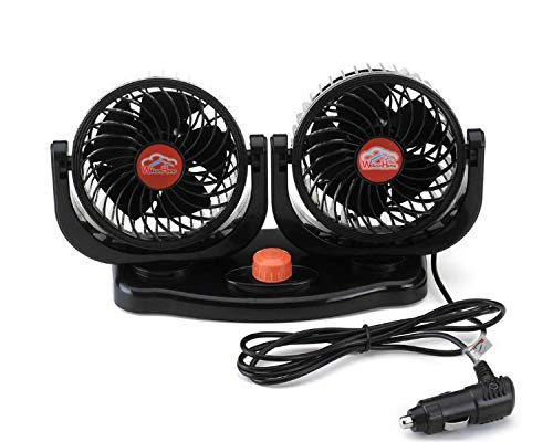 Image of WolkomHome Car Fan 12 Volt hi speed 12V 360 Degree All-Round Adjustable Auto Air Cooling Dual Head Fan Low Noise Auto Cooler Air car fan 12 volt hi speed cooler for all cars