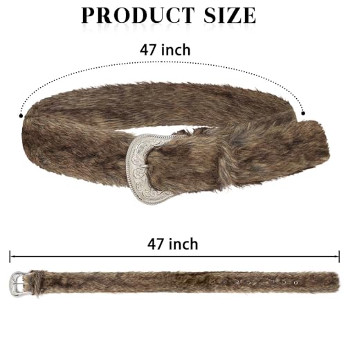 Faux Fur Belt Leather Cowgirl Leopard Western Waist Belt Women Fashion Accessory for Dresses and Pants4
