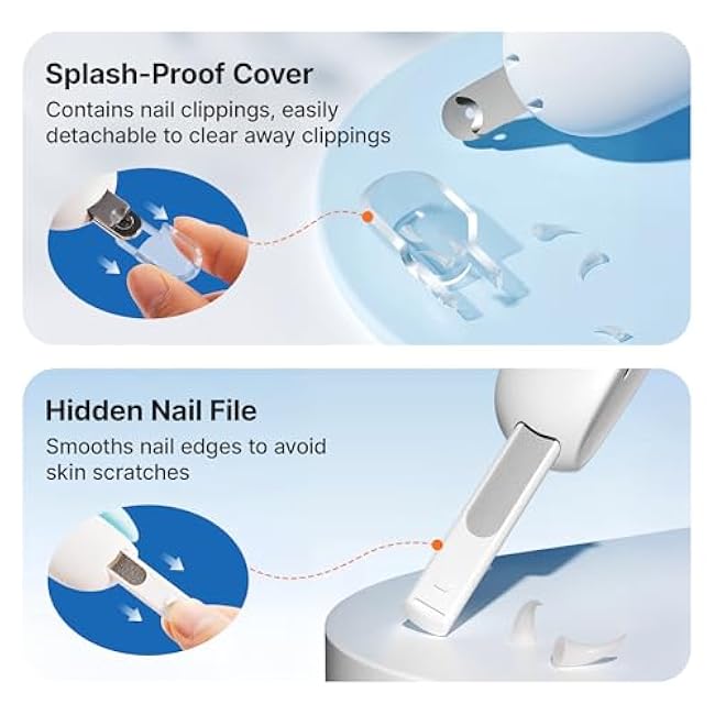 Potaroma Cat Nail Clipper with Adjustable 3-Size Trimming Hole & Hidden Nail File | Safe Toenail Trimmer for Kittens & Indoor Cats | Anti-Splash Claw Cutter for Grooming (Blue)-wiTbagtc