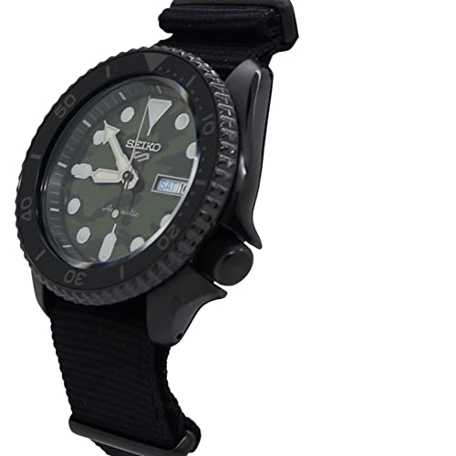 Seiko 5 Sports Collection Automatic Watch Green Camo Dial with Black Nylon Band SRPJ37