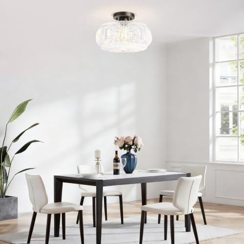Image of 12 Inch Oil Rubbed Bronze Semi Flush Mount Ceiling Light Fixture
